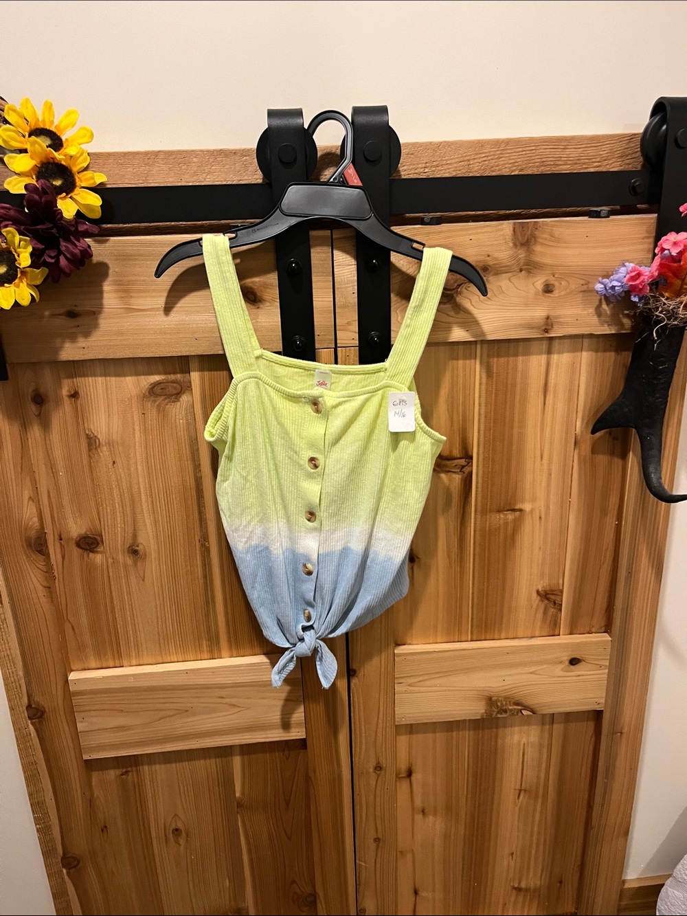 Justice Yellow & Light Blue Ombre Tie-Front Tank